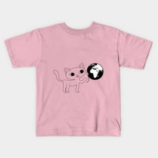 cat with globe Kids T-Shirt